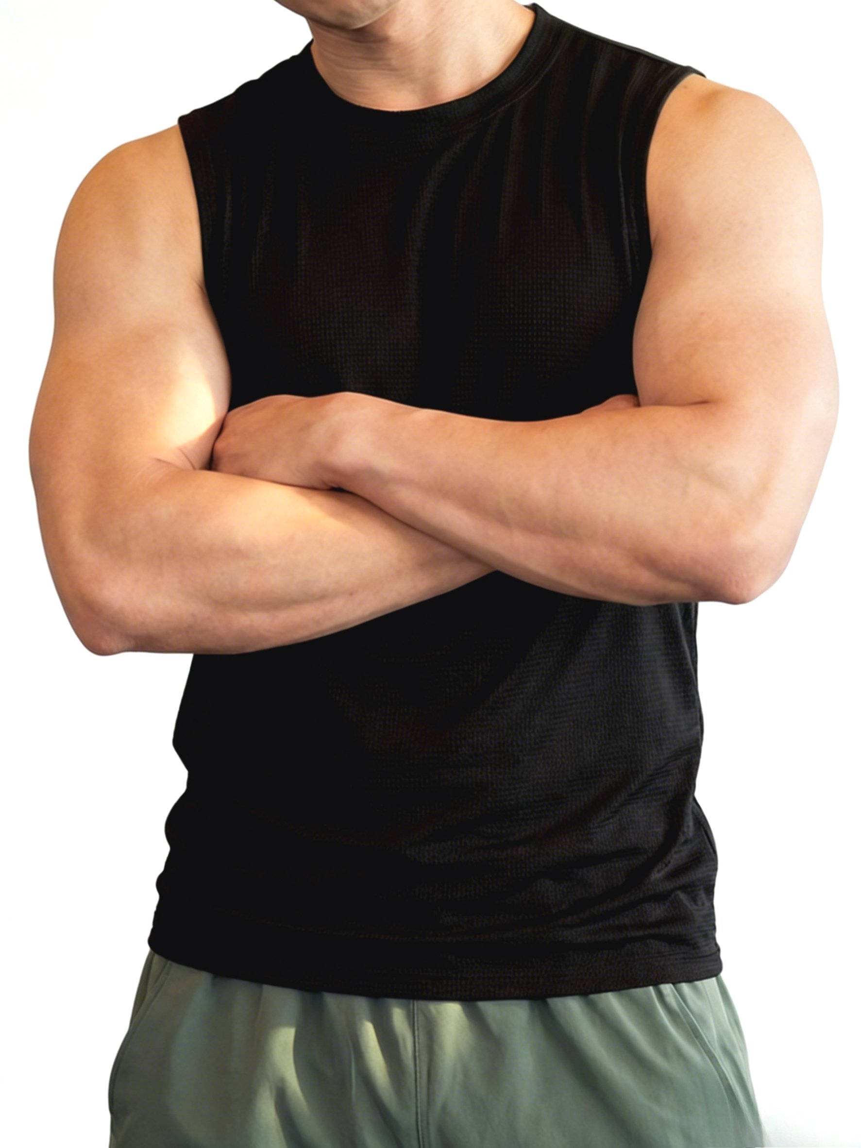 Men Black Solid Regular Tank