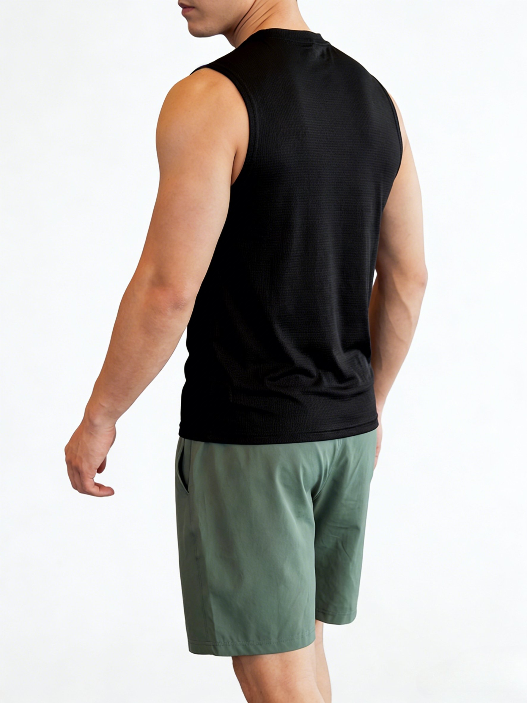Men Black Solid Regular Tank