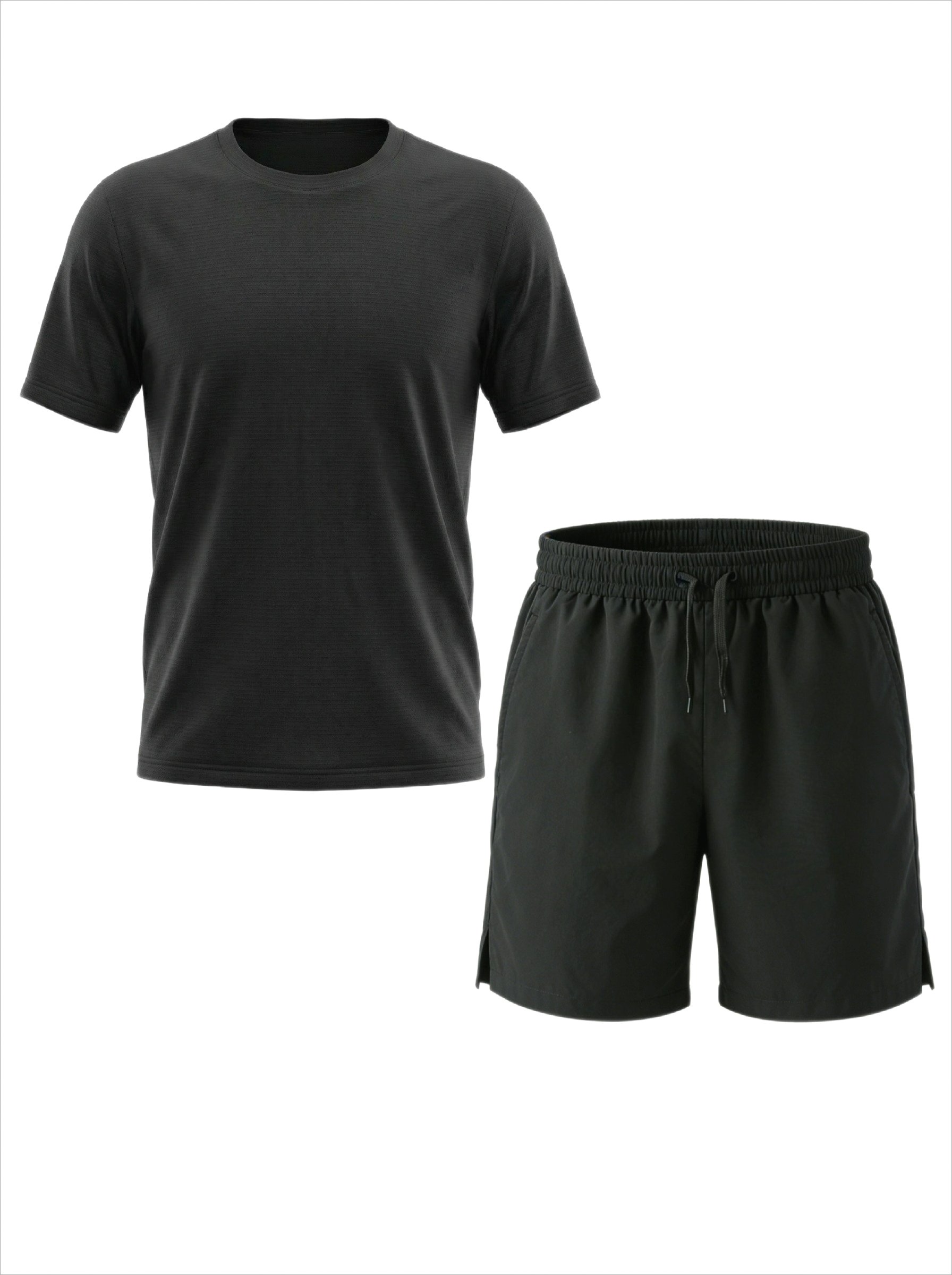 Mens Black Performance Shorts and T-Shirt Set