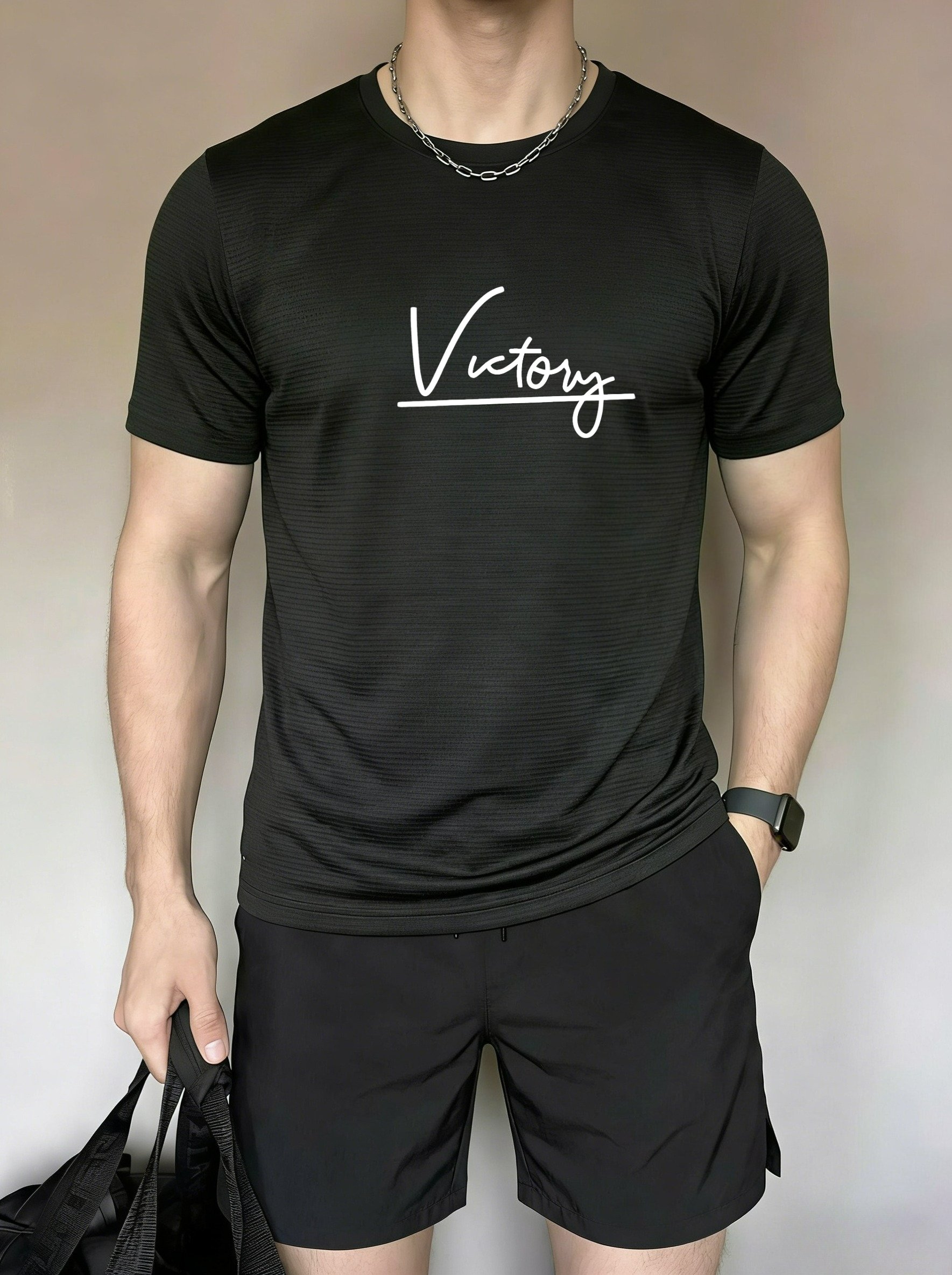 Mens Black Victory Tee and Shorts Set
