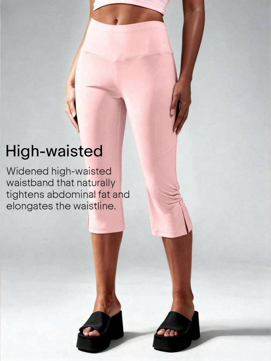Pink High-Waisted Micro-Compression Capris
