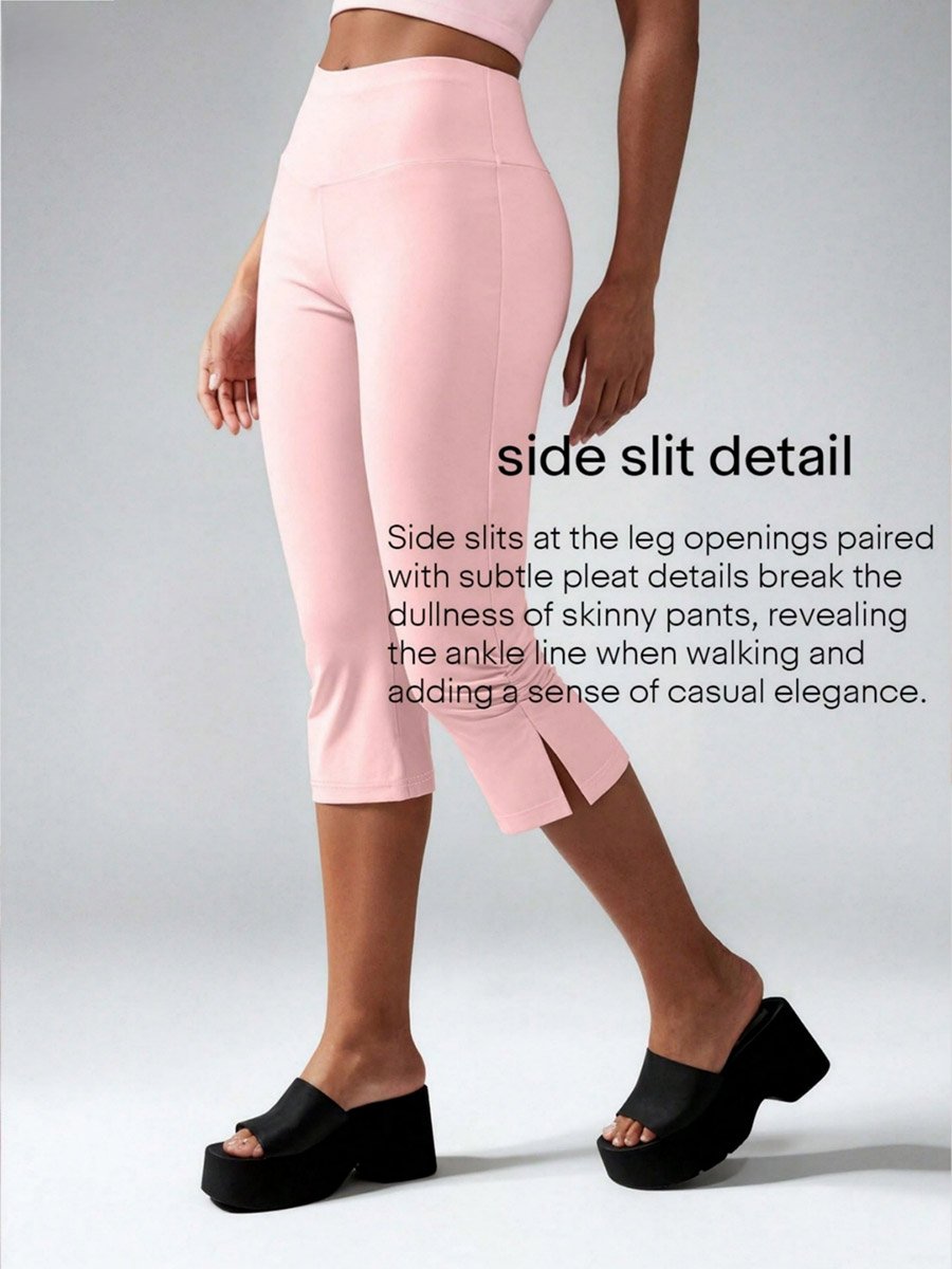 Pink High-Waisted Micro-Compression Capris