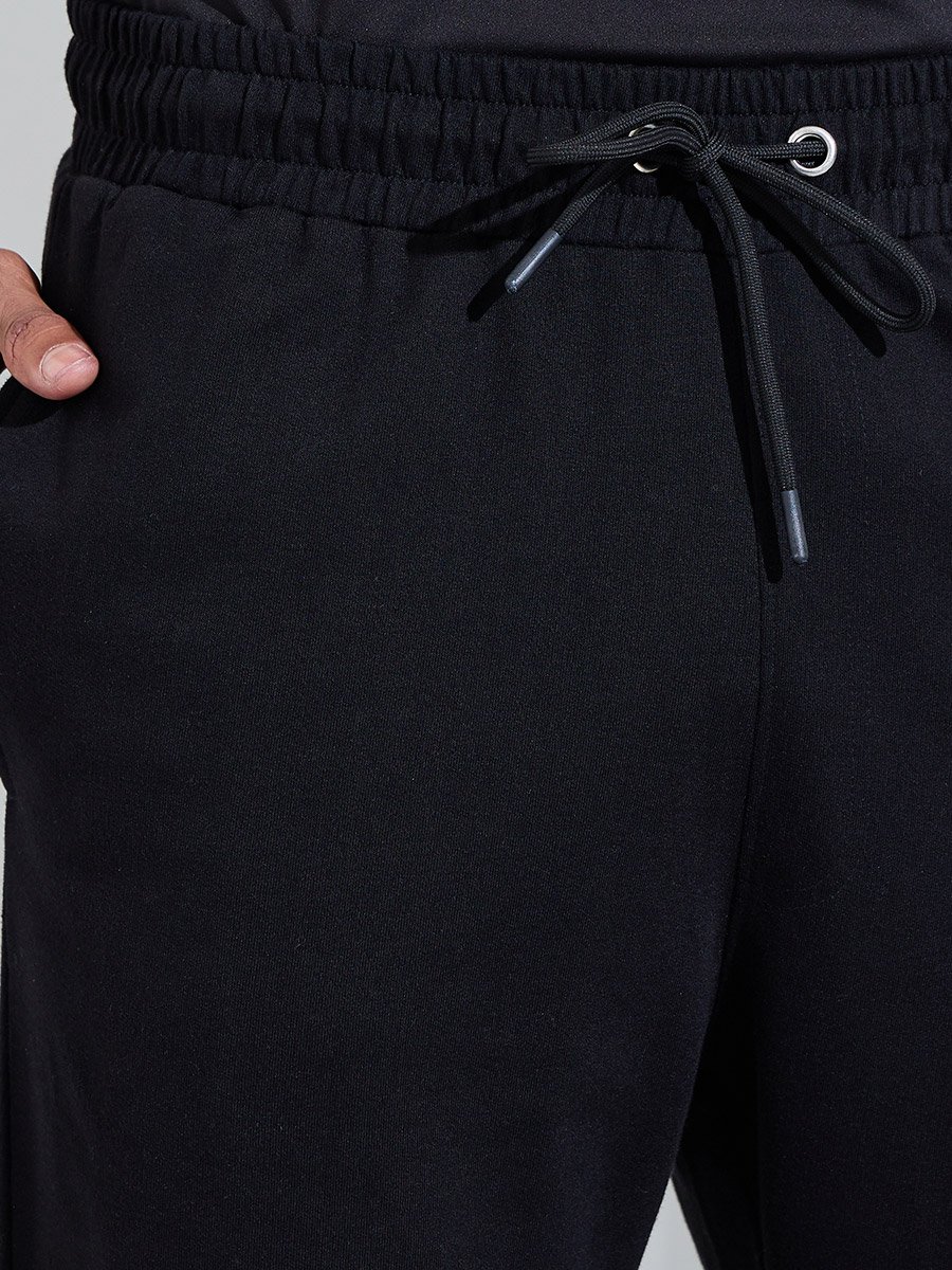 Men Black Open Hem Oversized Fit Joggers