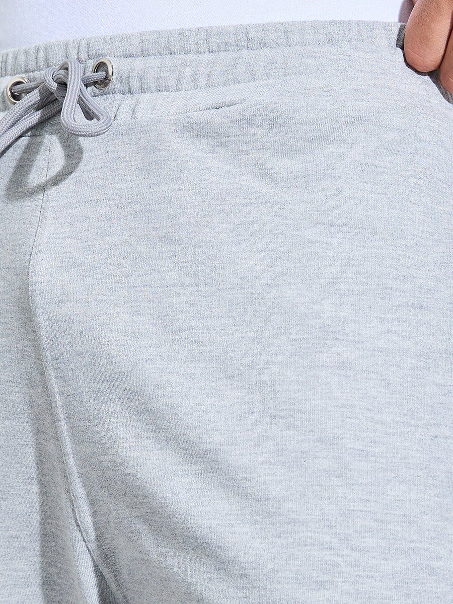 Men Grey Open Hem Oversized Fit Joggers 