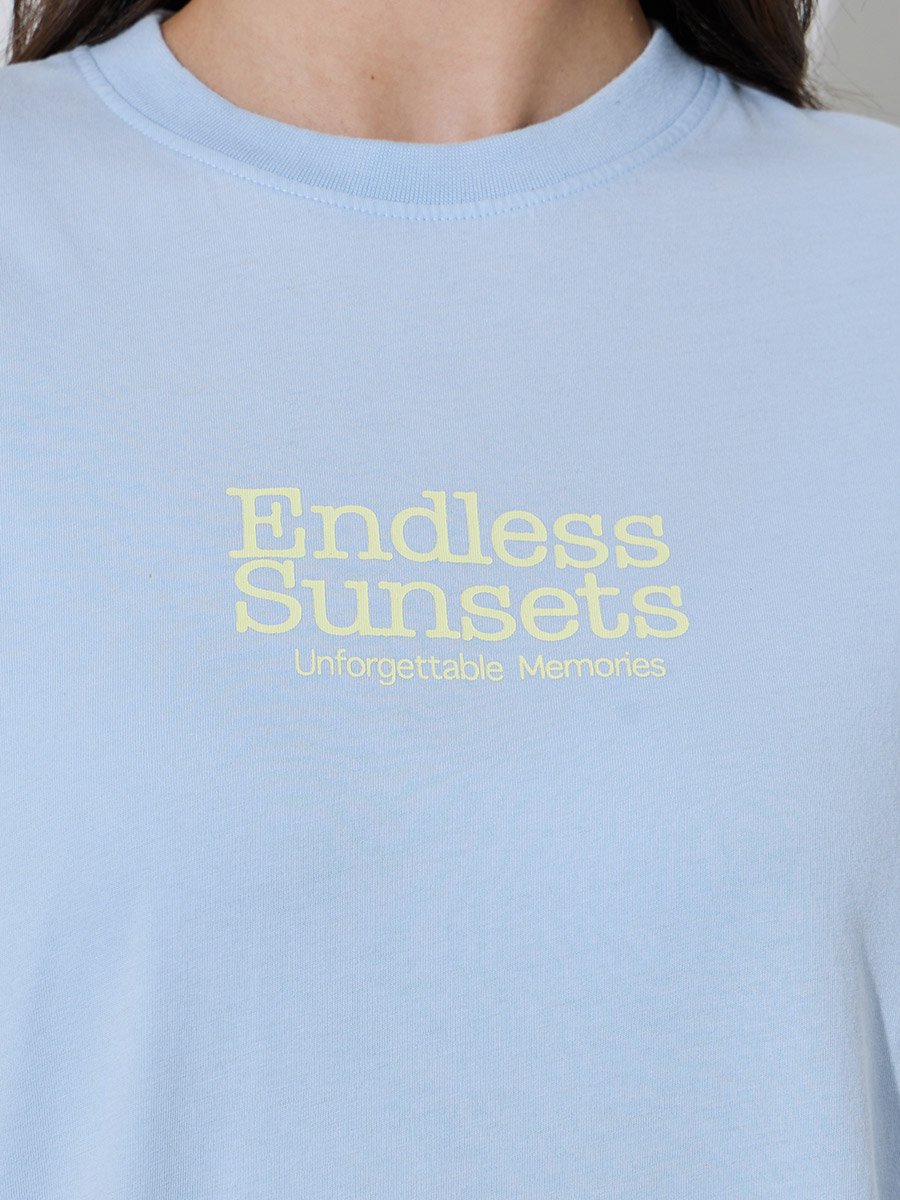 Blue Slogan Print Oversized T-Shirt