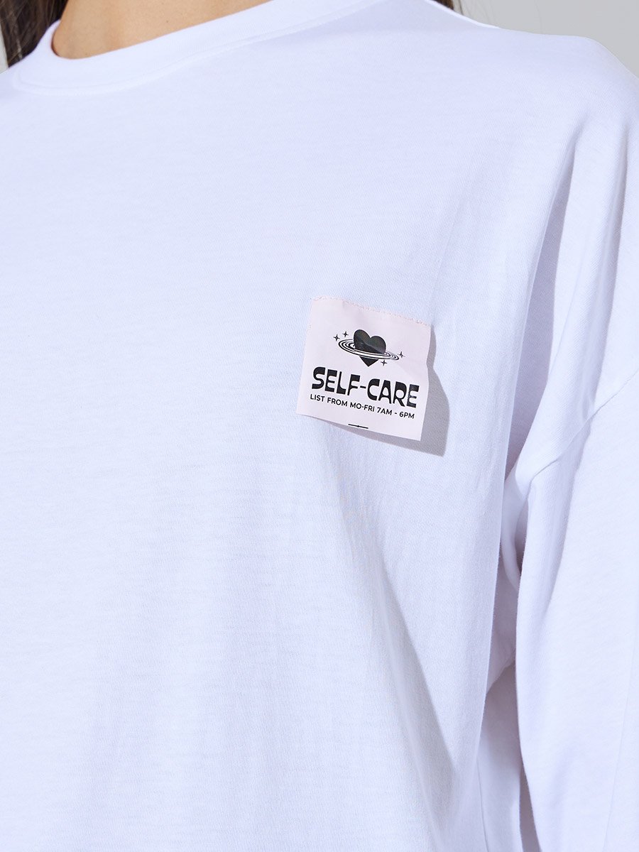 White Oversized Graphic Print Cotton T-Shirt