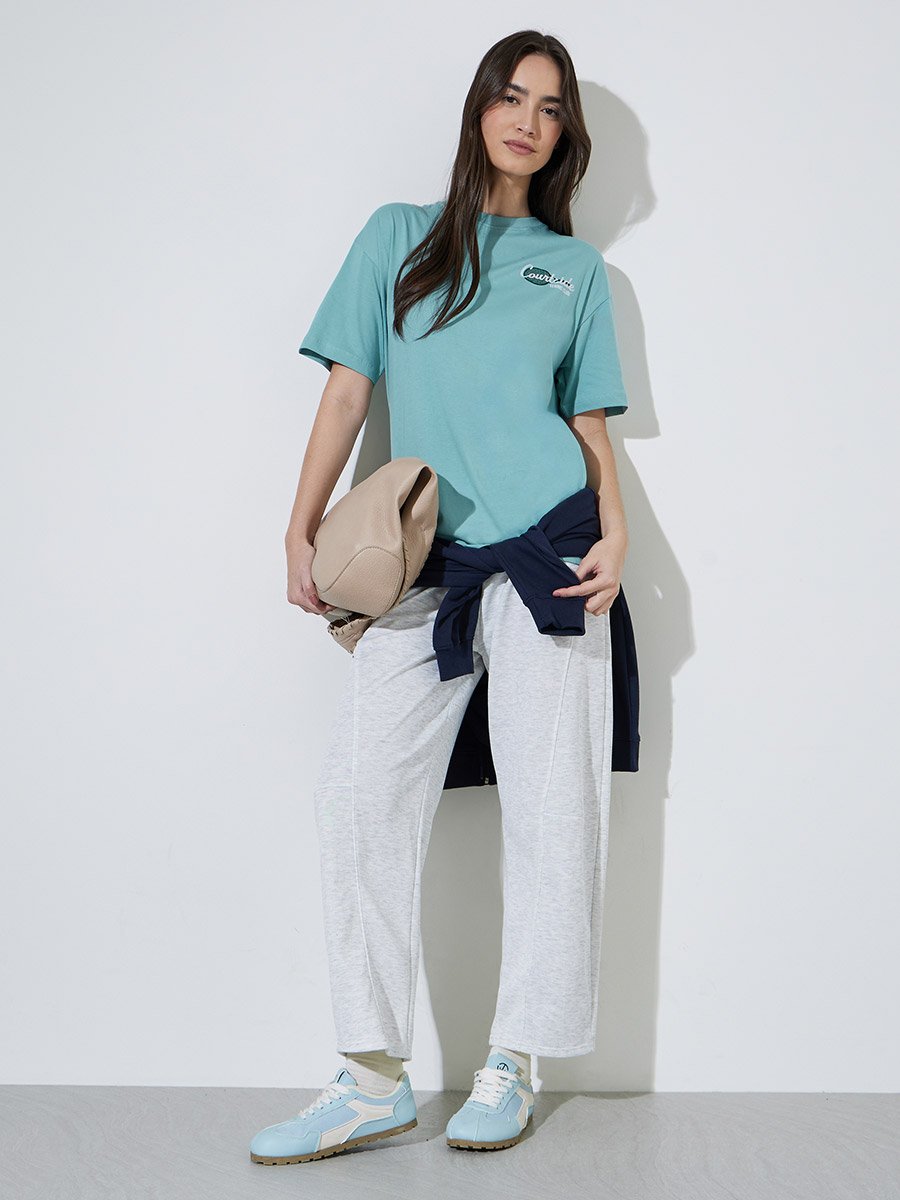Green Oversized Graphic Cotton T-Shirt