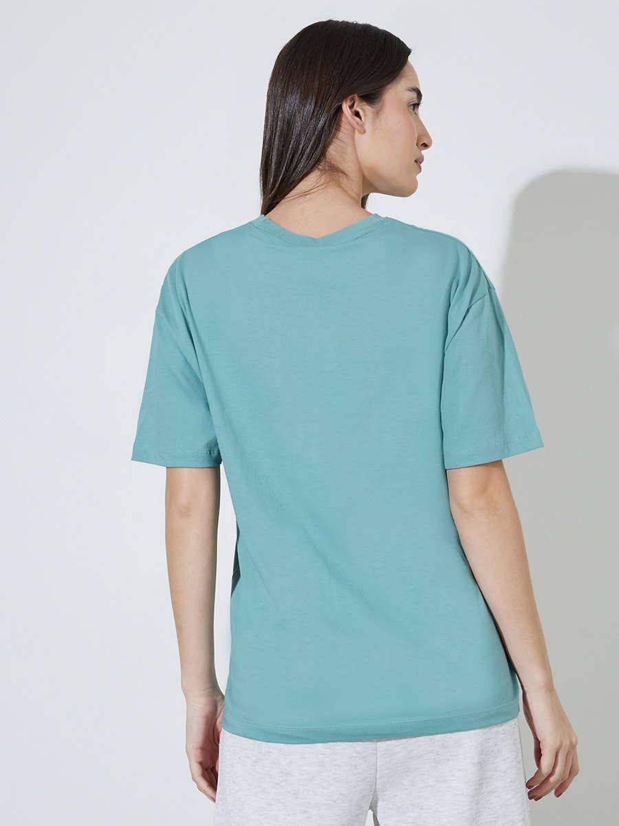 Green Oversized Graphic Cotton T-Shirt