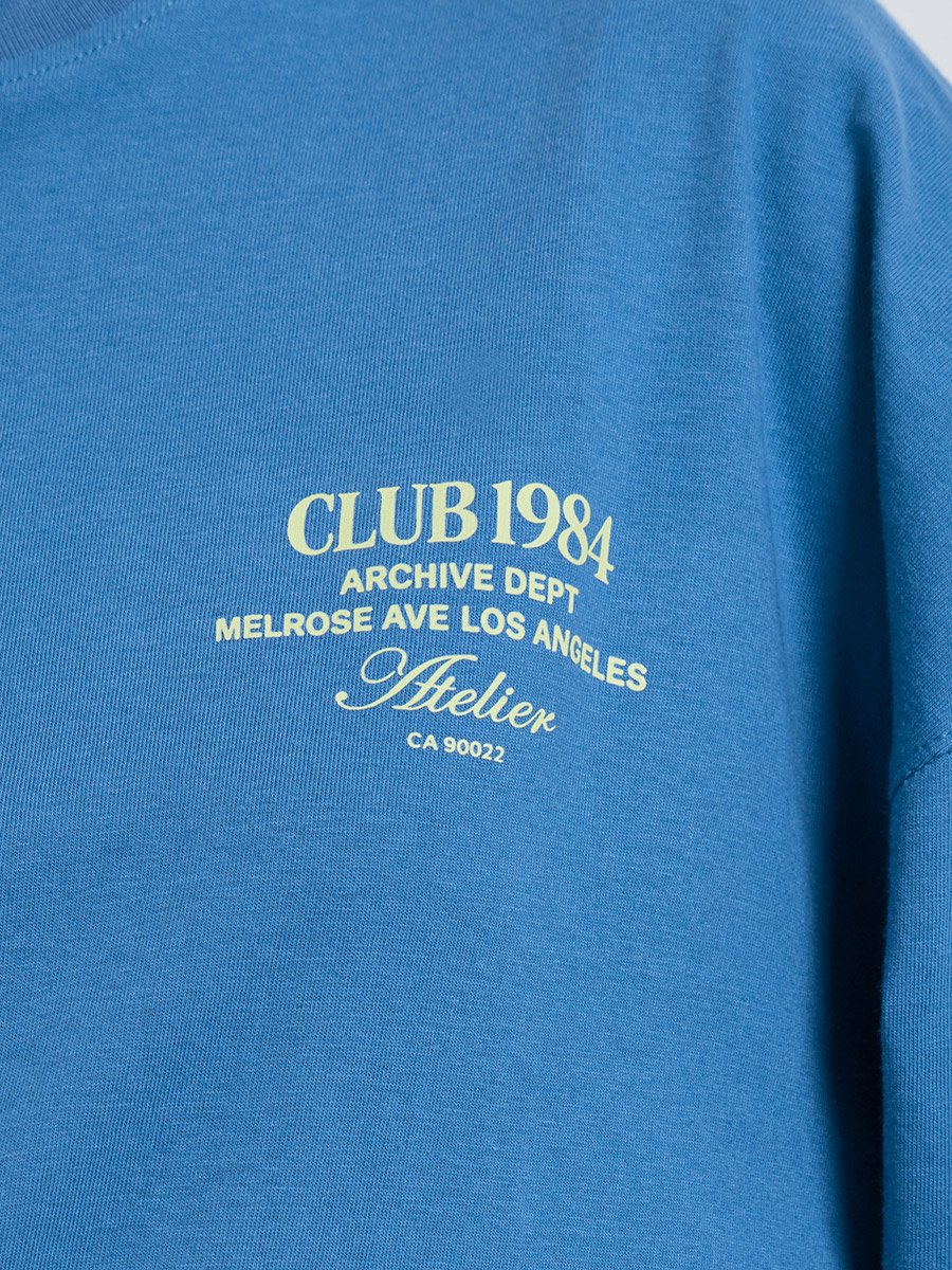 Blue Text Print Oversized T-Shirt