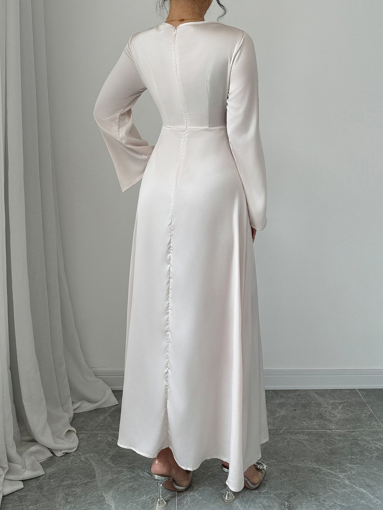 Off White Cowl Neck Evening Maxi Dress
