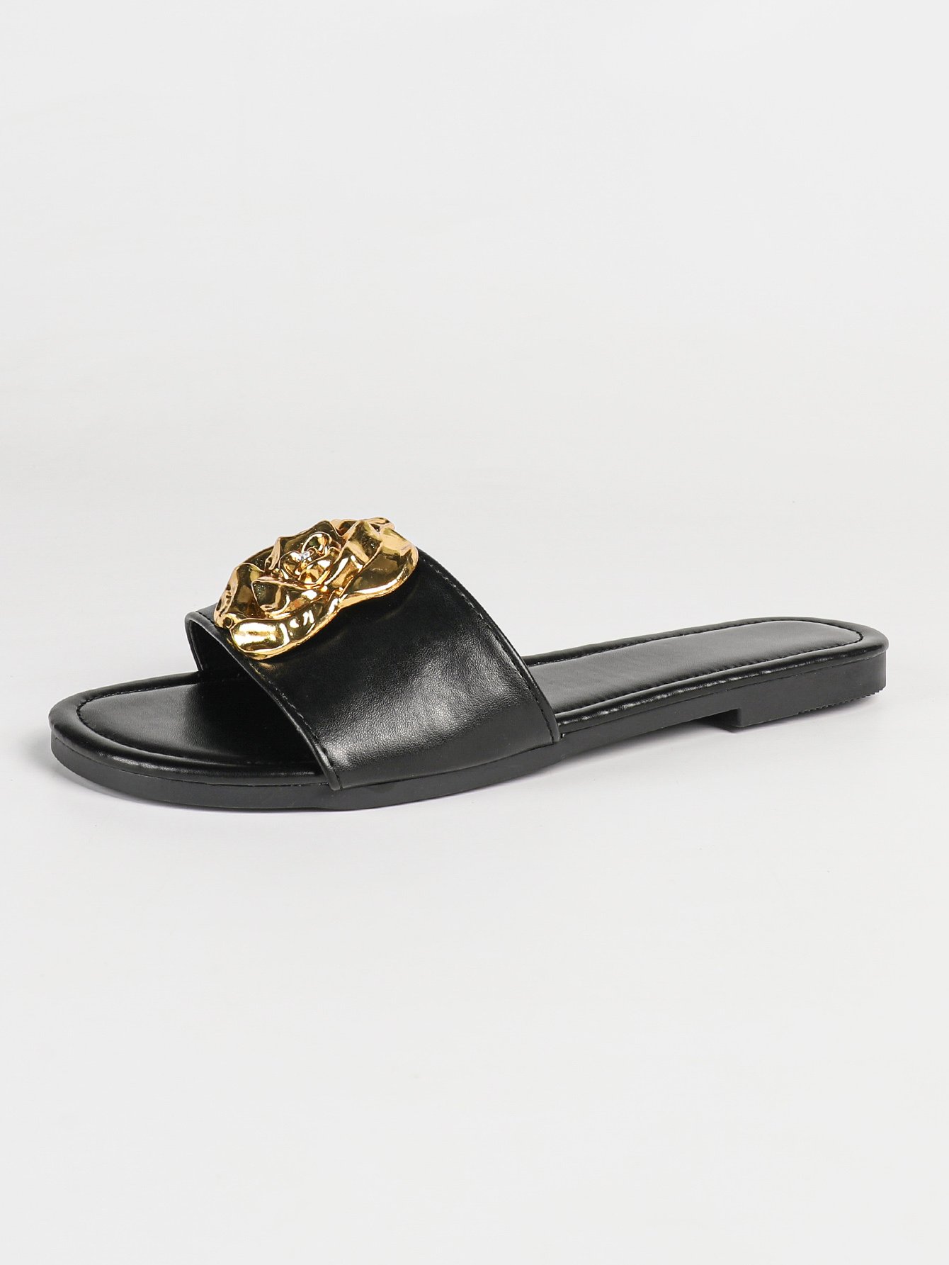 Rose Embellishment Flat Sandals