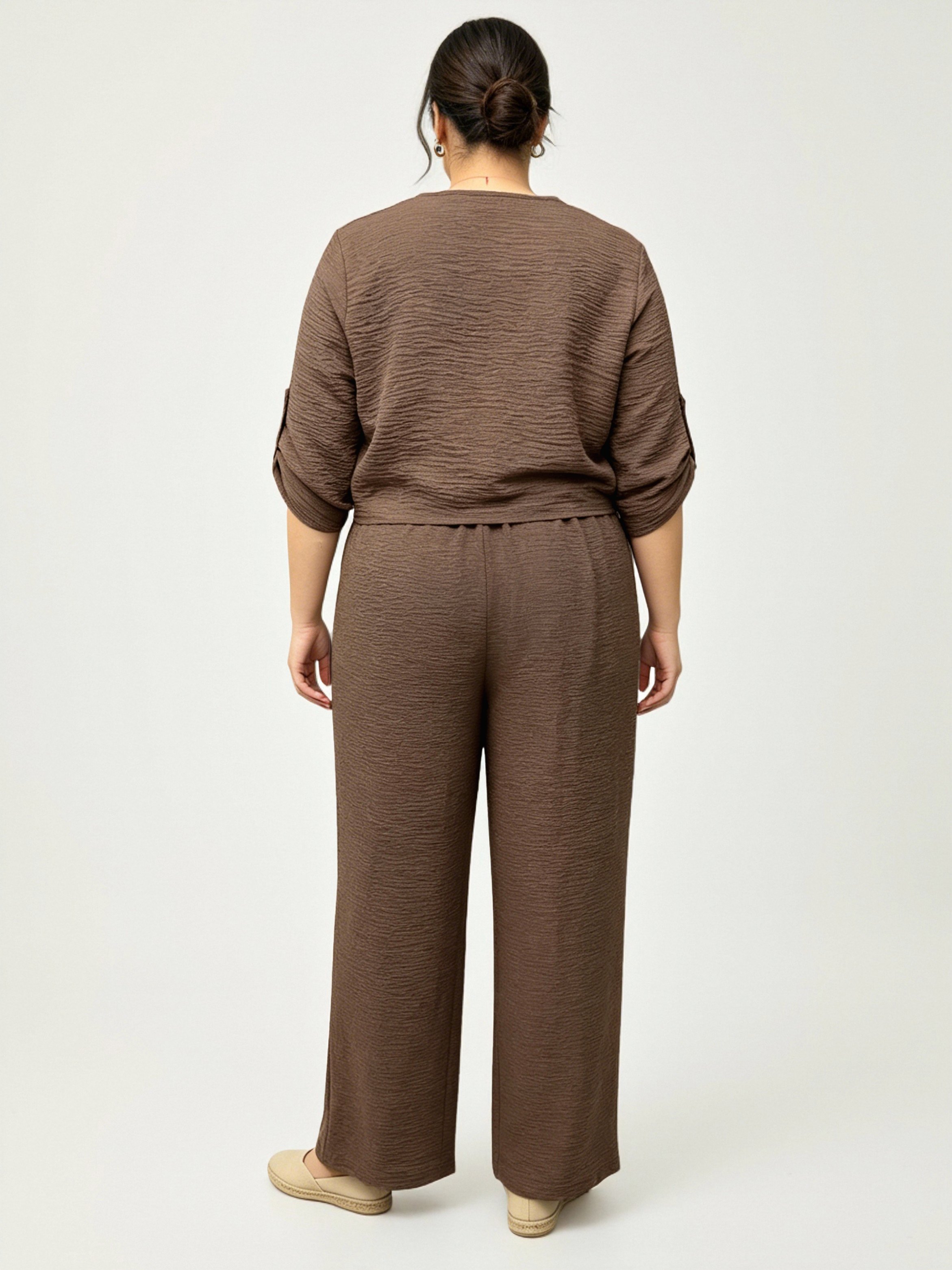 Plus Size 3/4 Sleeve Top and Pants Co-ord Set