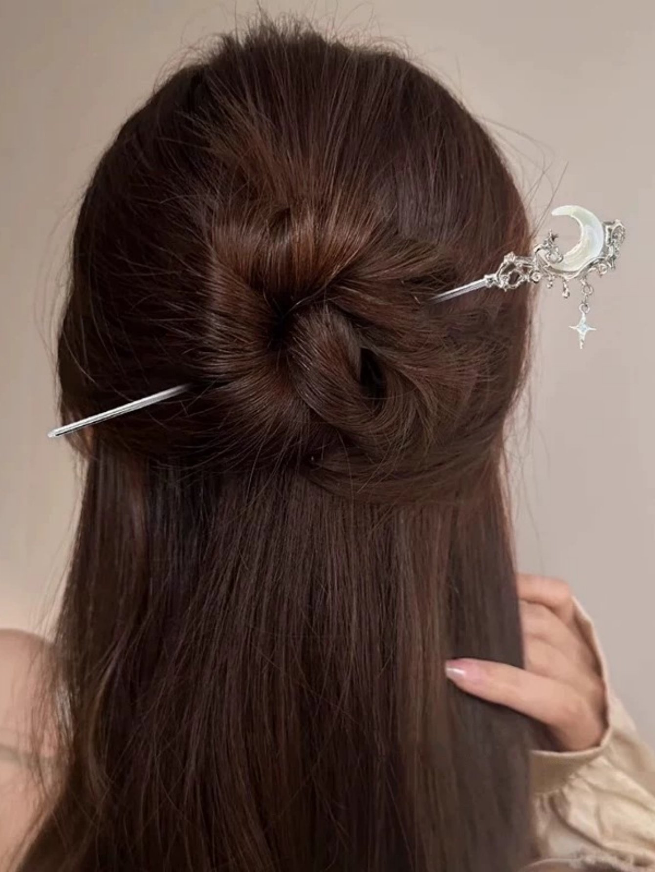 Silver Moon Hair Pin
