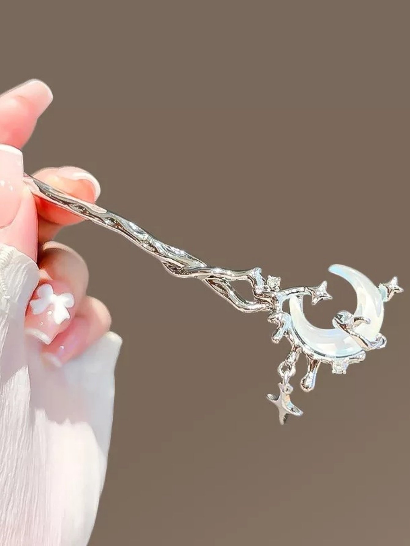 Silver Moon Hair Pin