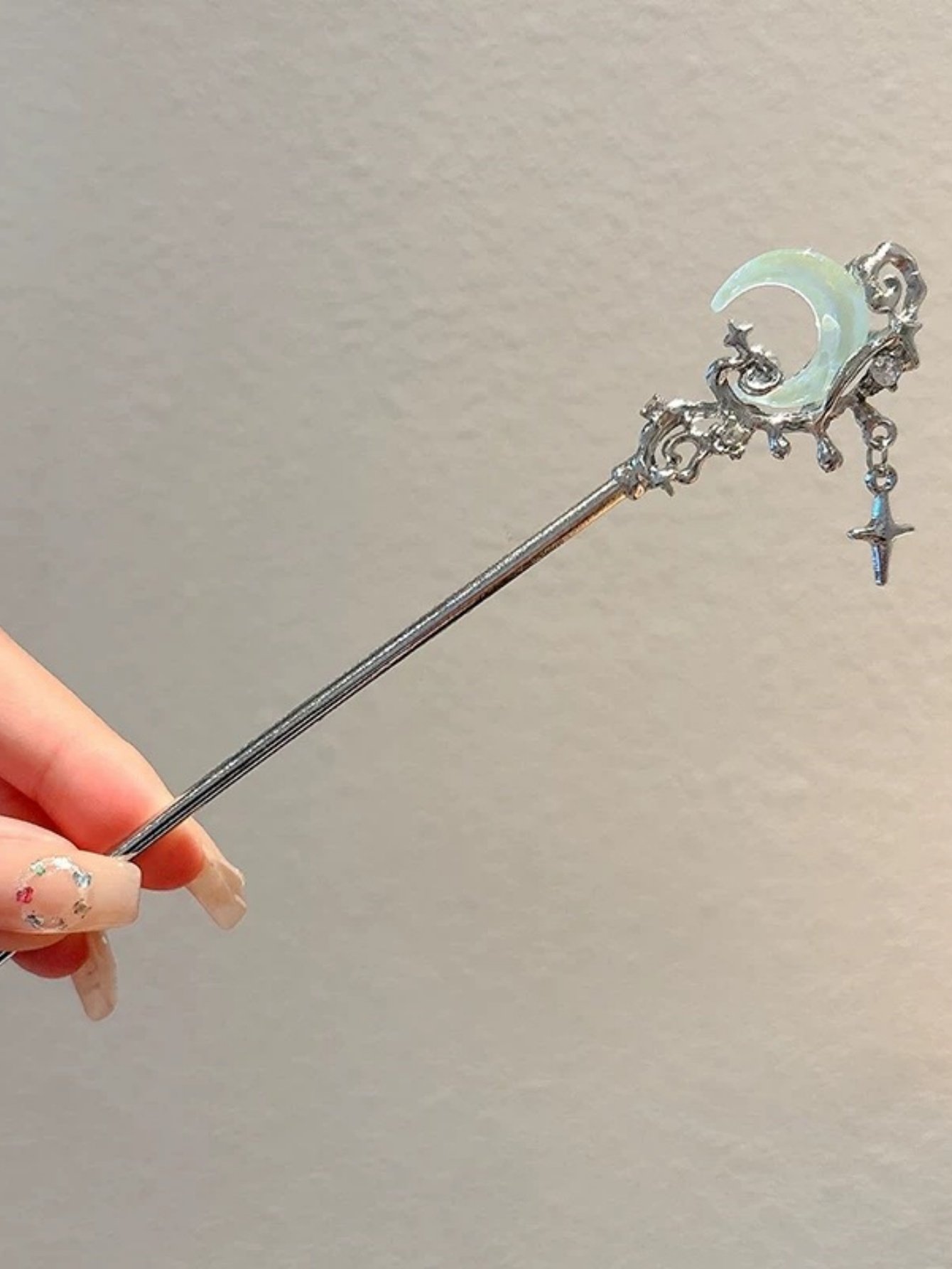 Silver Moon Hair Pin