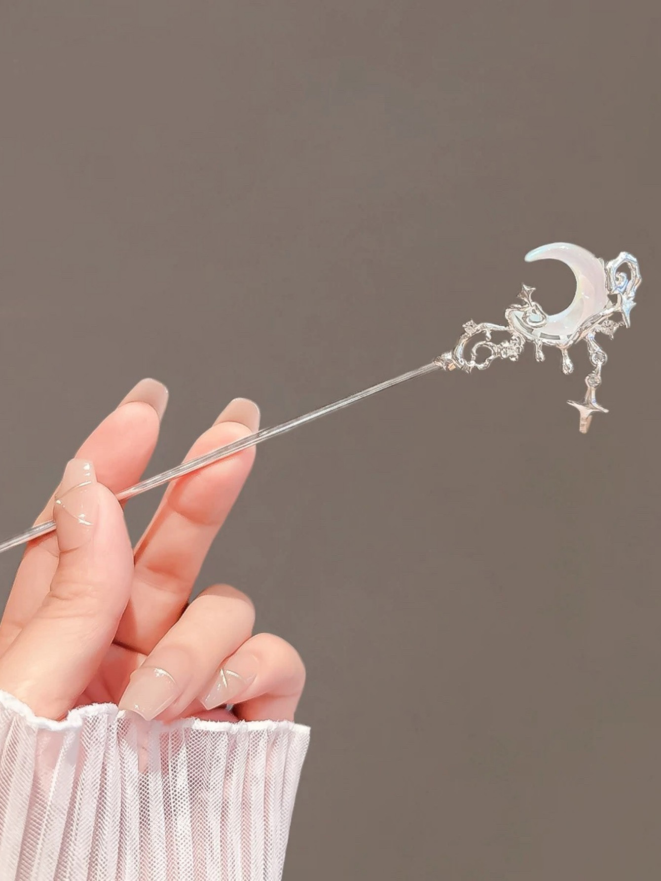 Silver Moon Hair Pin