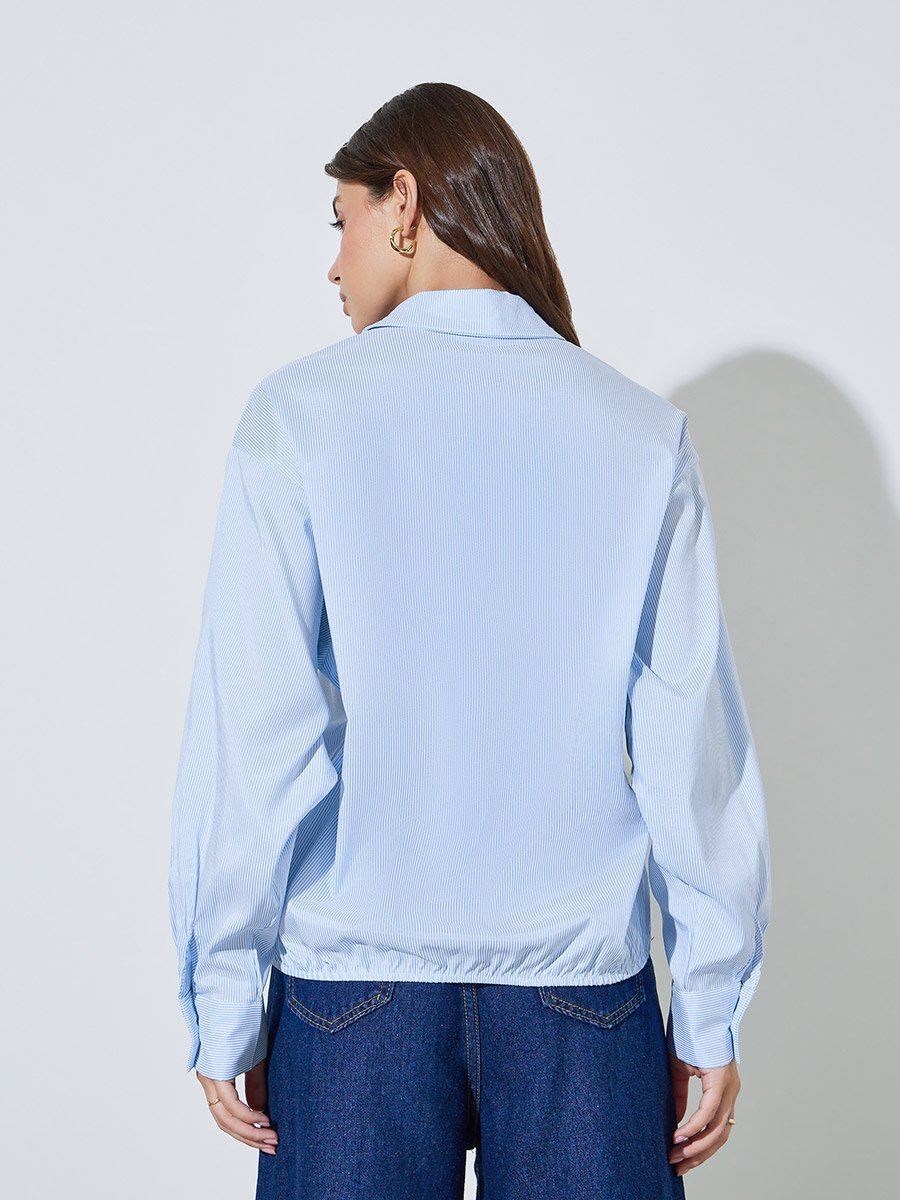 Blue Striped Oversized Casual Shirt