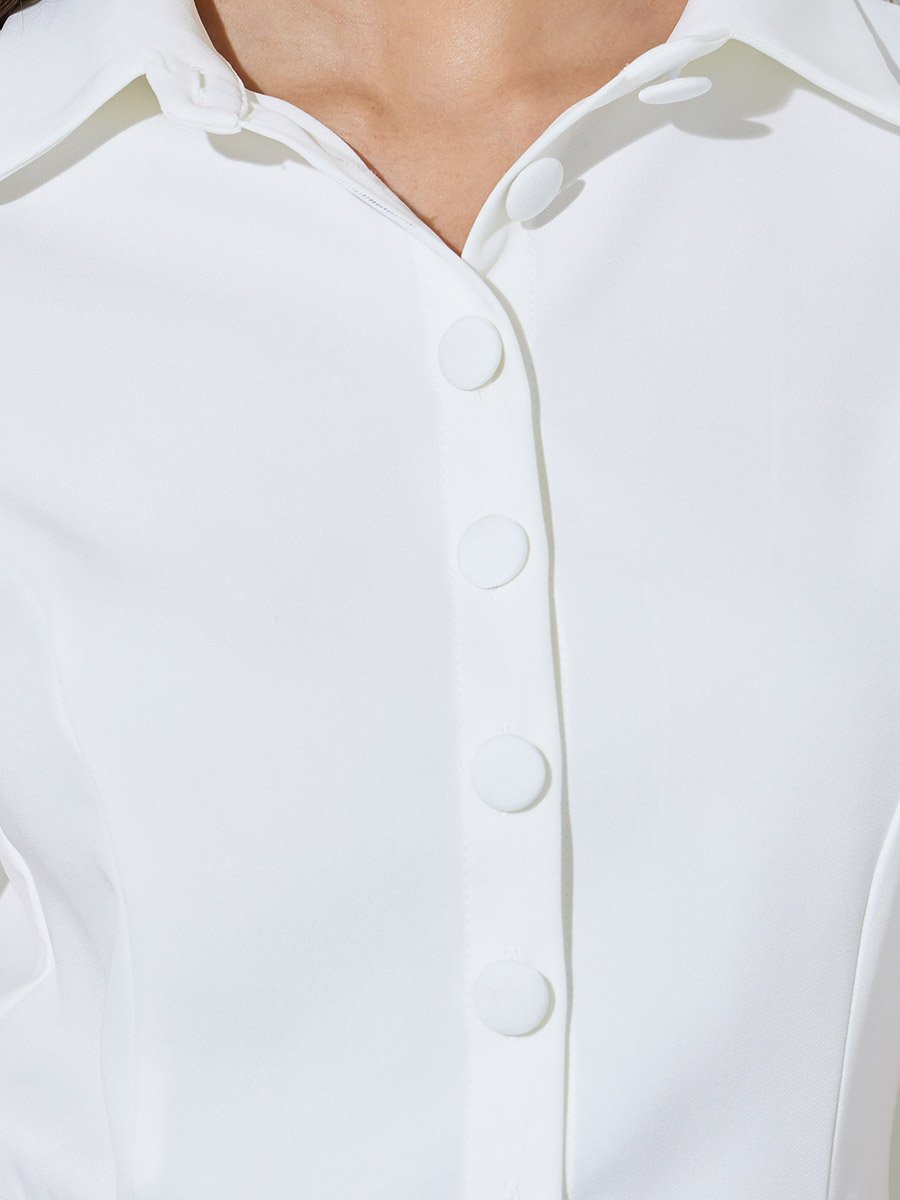 White Tulip Sleeve Slim Fit Shirt