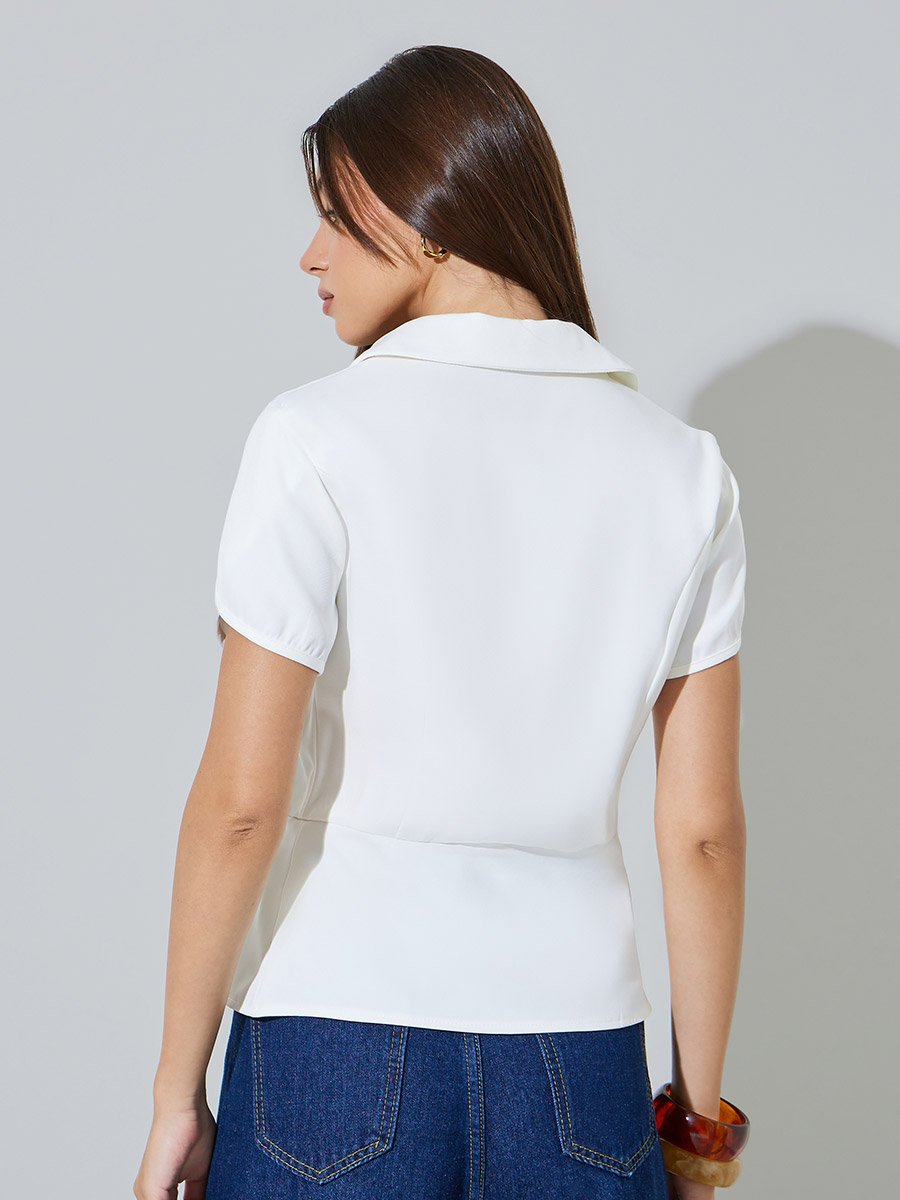White Tulip Sleeve Slim Fit Shirt