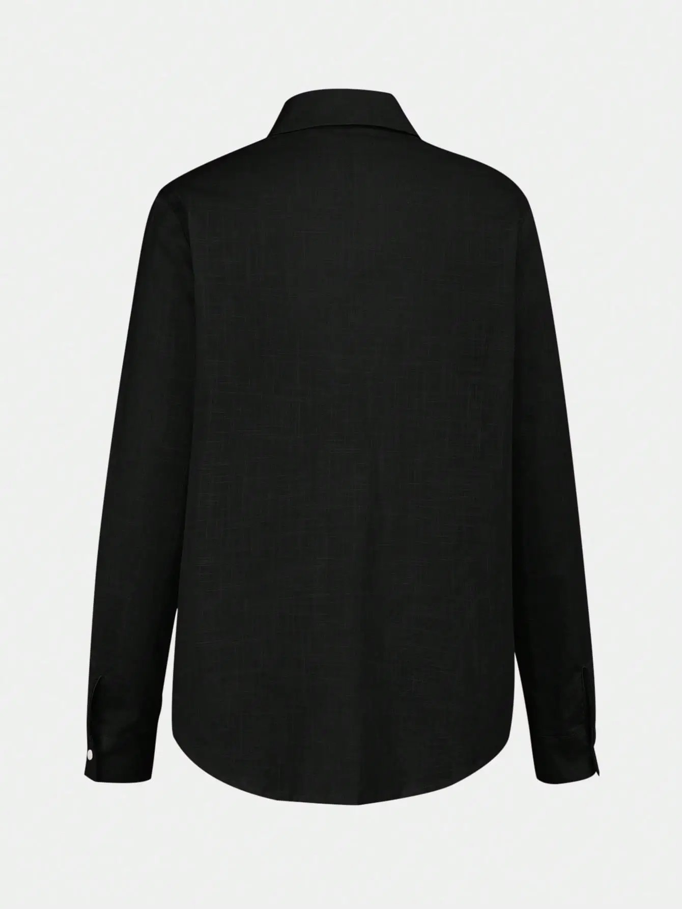 100% Cotton Black Textured Long Sleeve Shirt