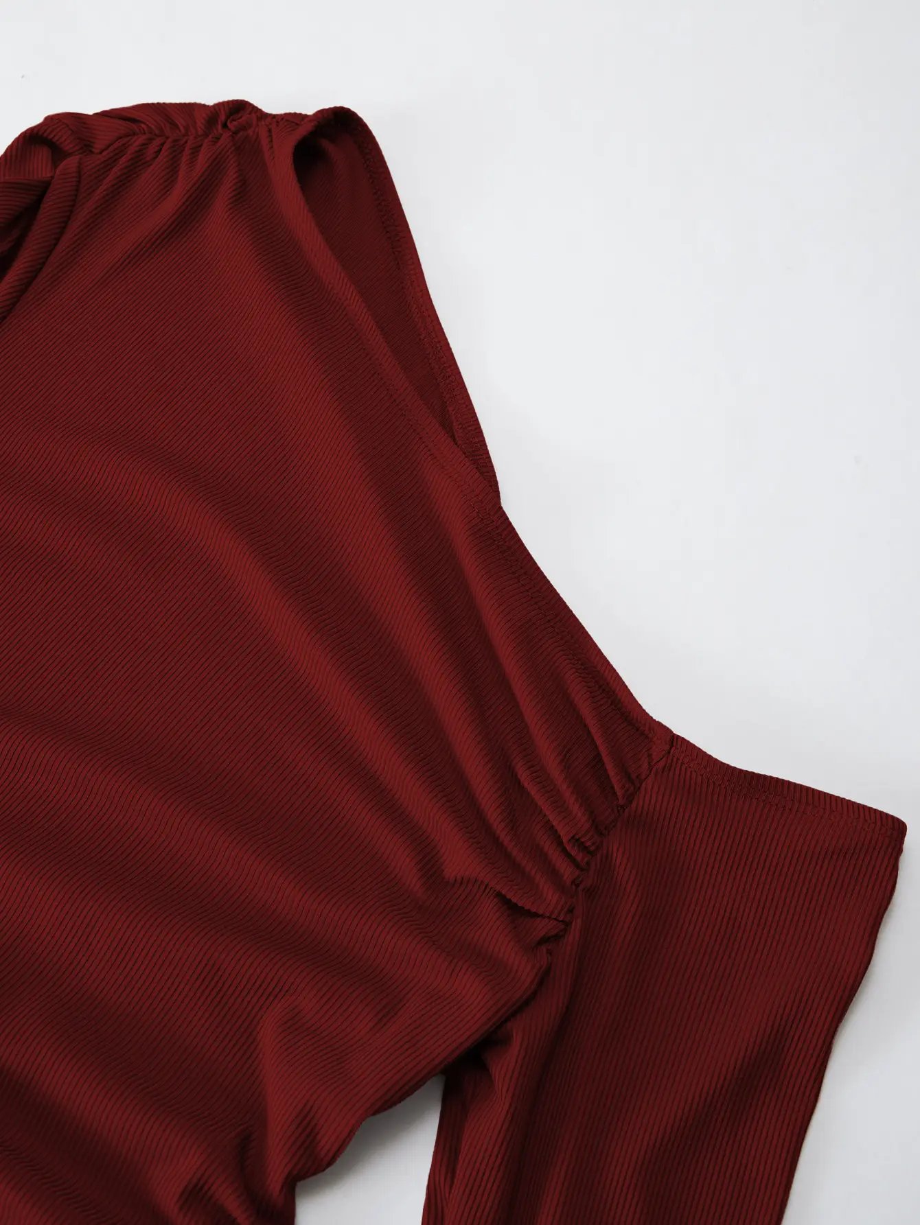 Burgundy Ruched Bodycon Mini Dress