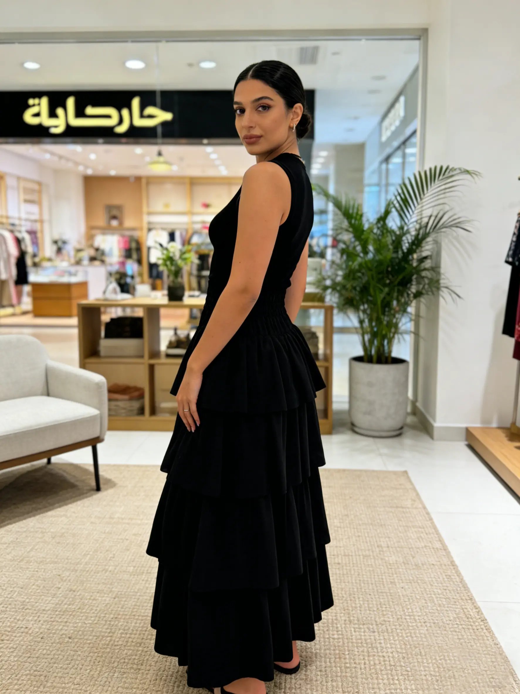 Black Tiered Ruffled Maxi Skirt
