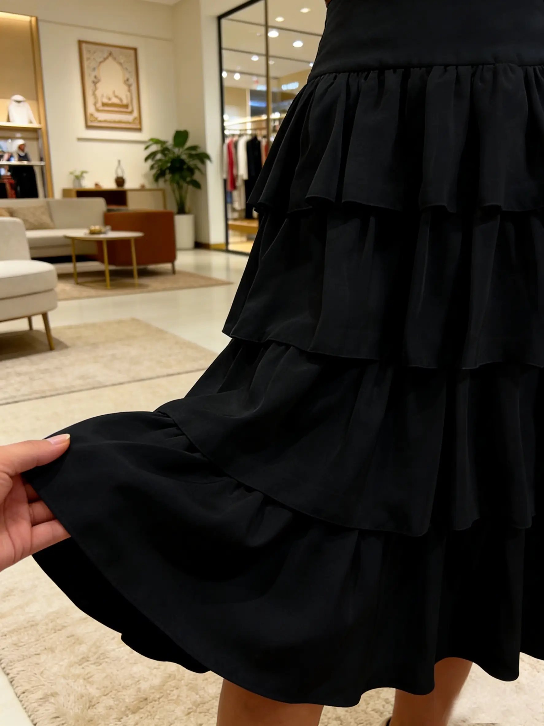 Black Tiered Ruffled Maxi Skirt