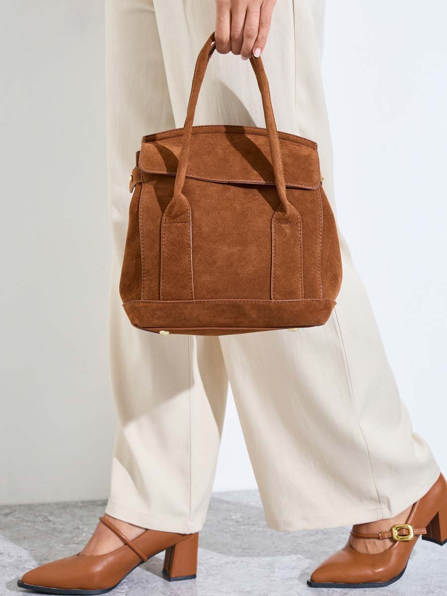 Brown Microsuede Handbag