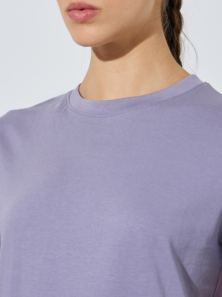 Lilac Plain Cotton Regular Fit T-Shirt