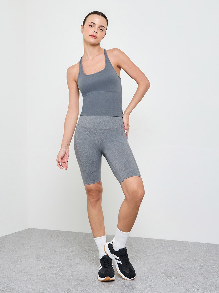 Charcoal Peep Racerback Tank