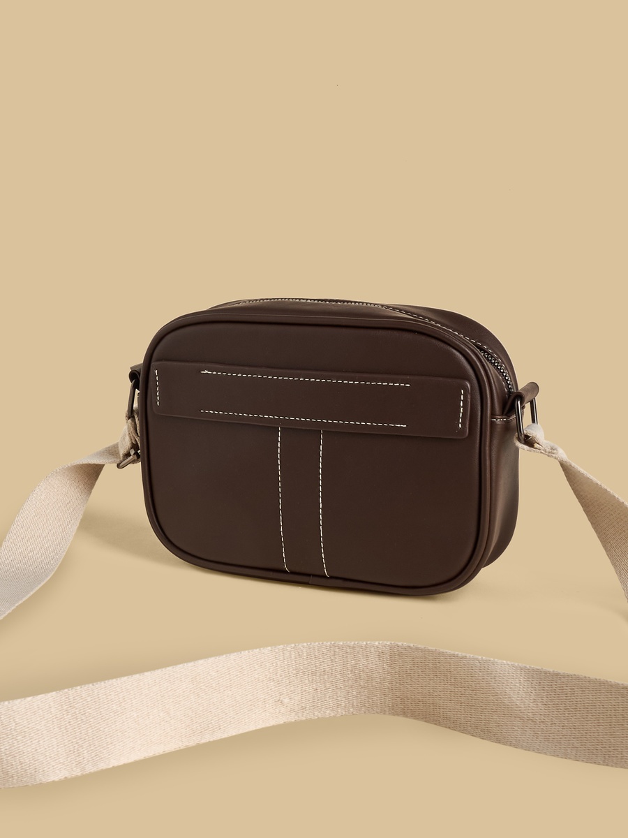 Contrast Stitch Crossbody Bag with Adjustable Strap