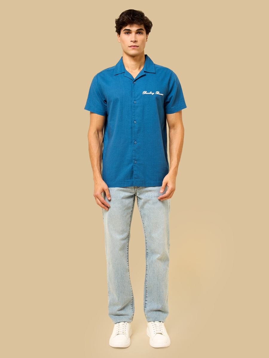 Relaxed Fit Slogan Embroidered Shirt
