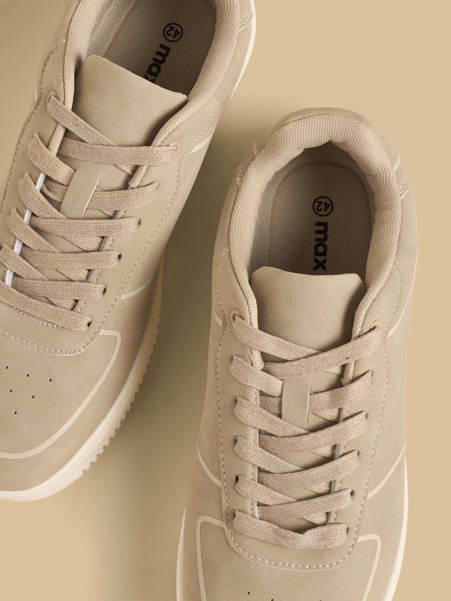 Panelled Lace-Up Sports Shoes