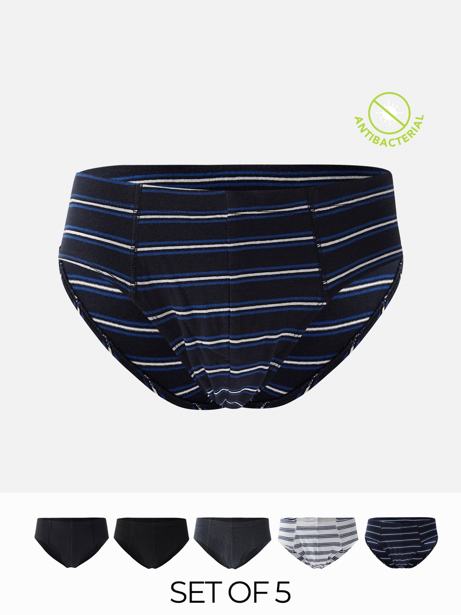 Assorted Briefs with Elasticised Waistband - Set of 5