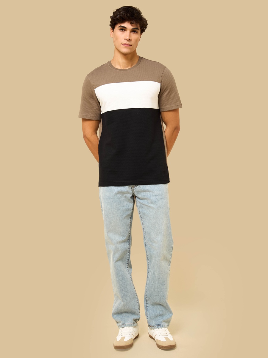 Brick Textured Colourblock T-Shirt
