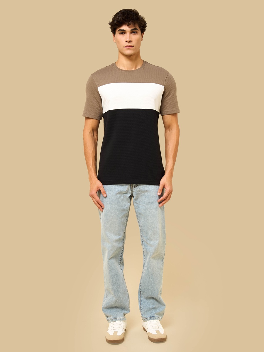 Brick Textured Colourblock T-Shirt