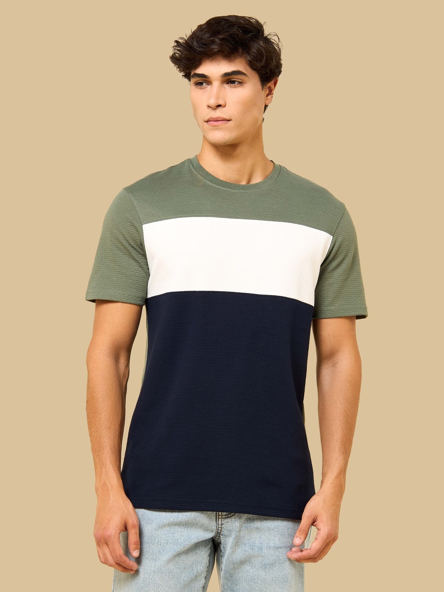 Brick Textured Colourblock T-Shirt