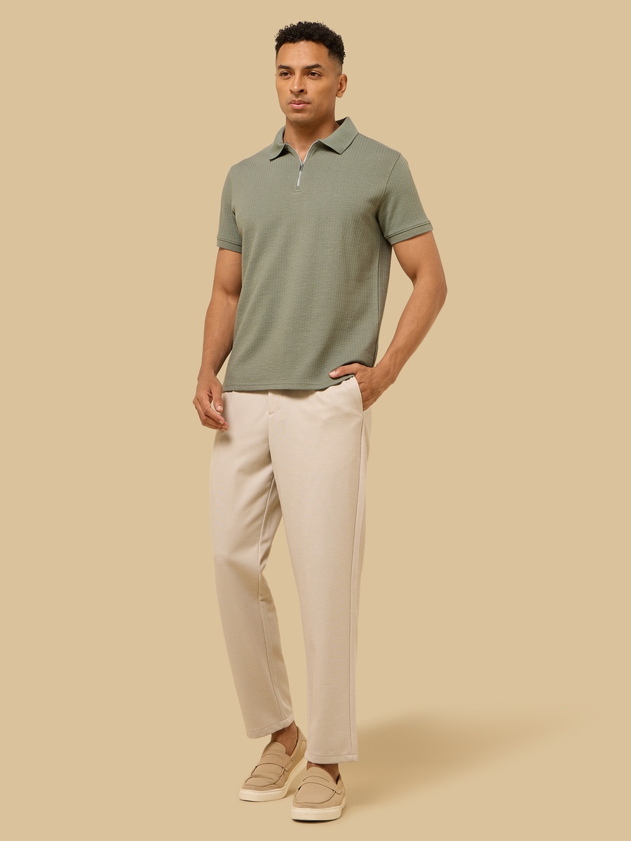 Textured Half Zip Polo T-Shirt
