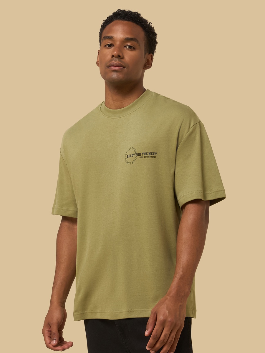 Slogan Print Oversized Interlock T-Shirt