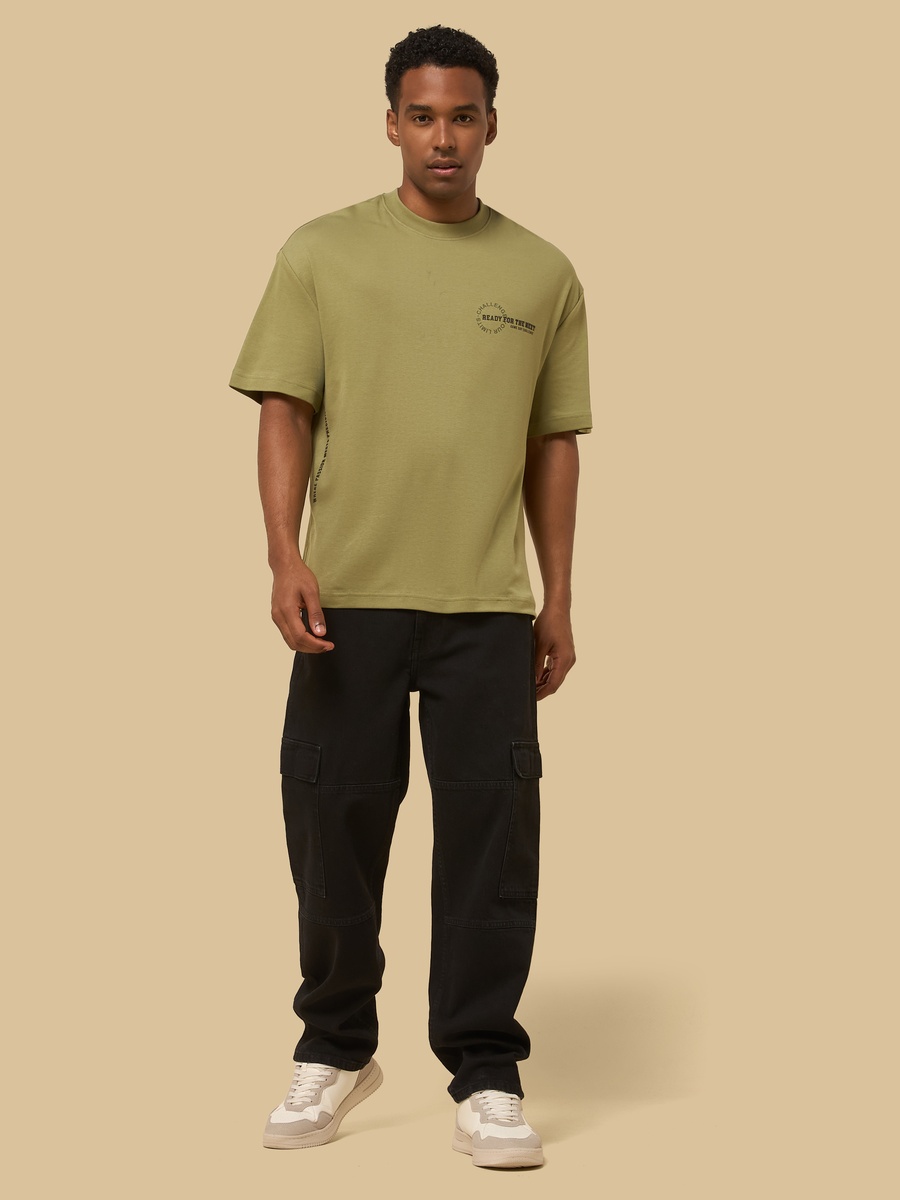 Slogan Print Oversized Interlock T-Shirt