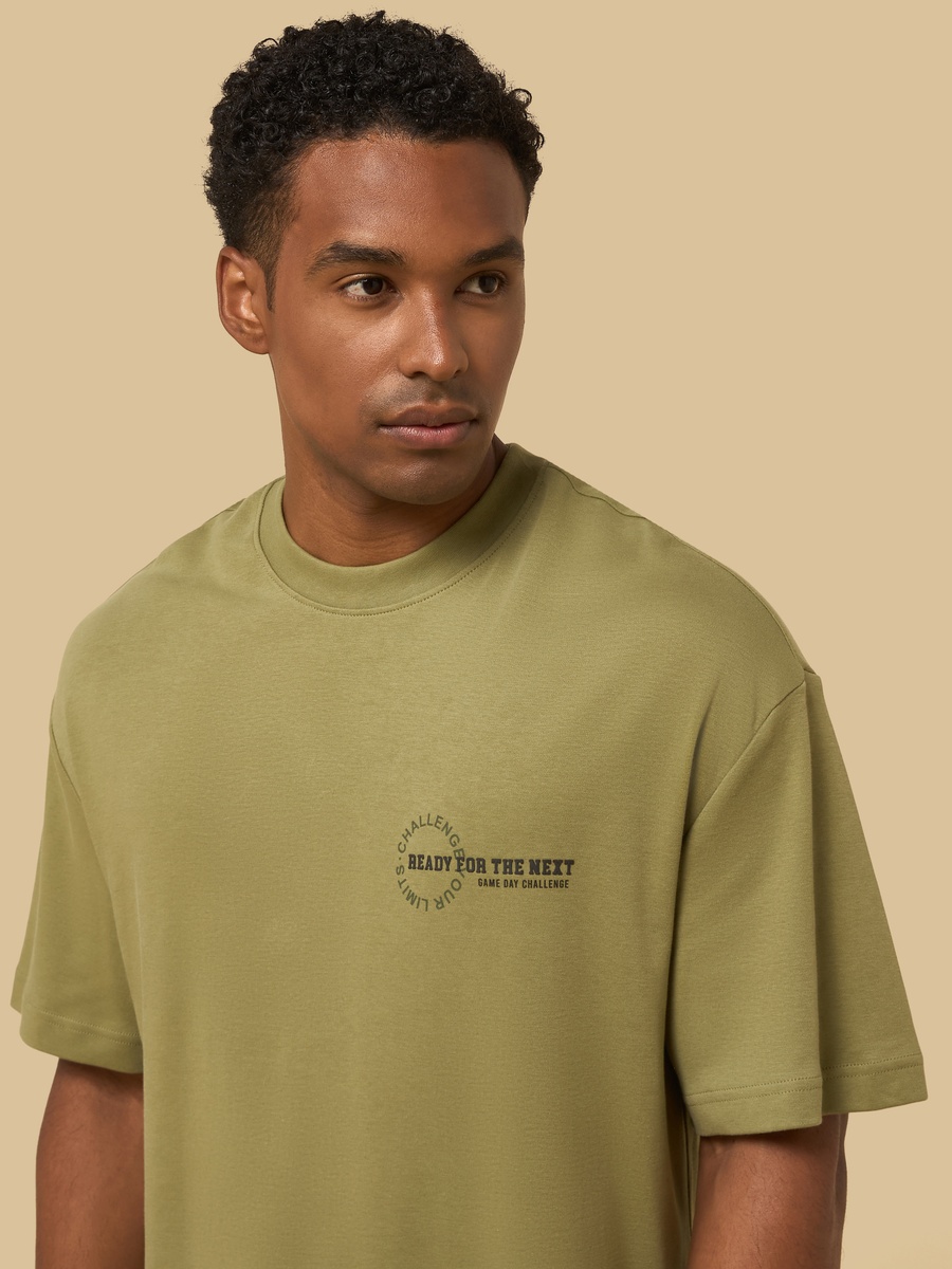 Slogan Print Oversized Interlock T-Shirt