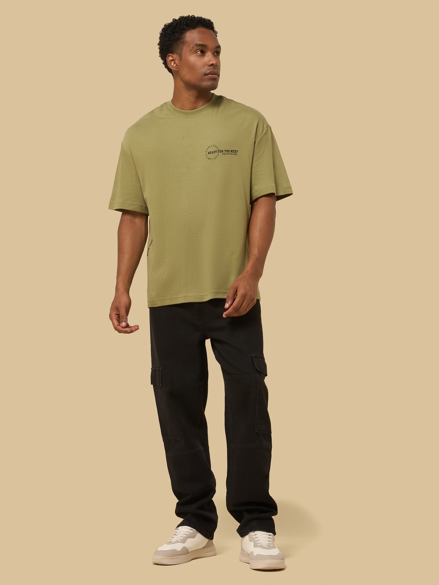 Slogan Print Oversized Interlock T-Shirt