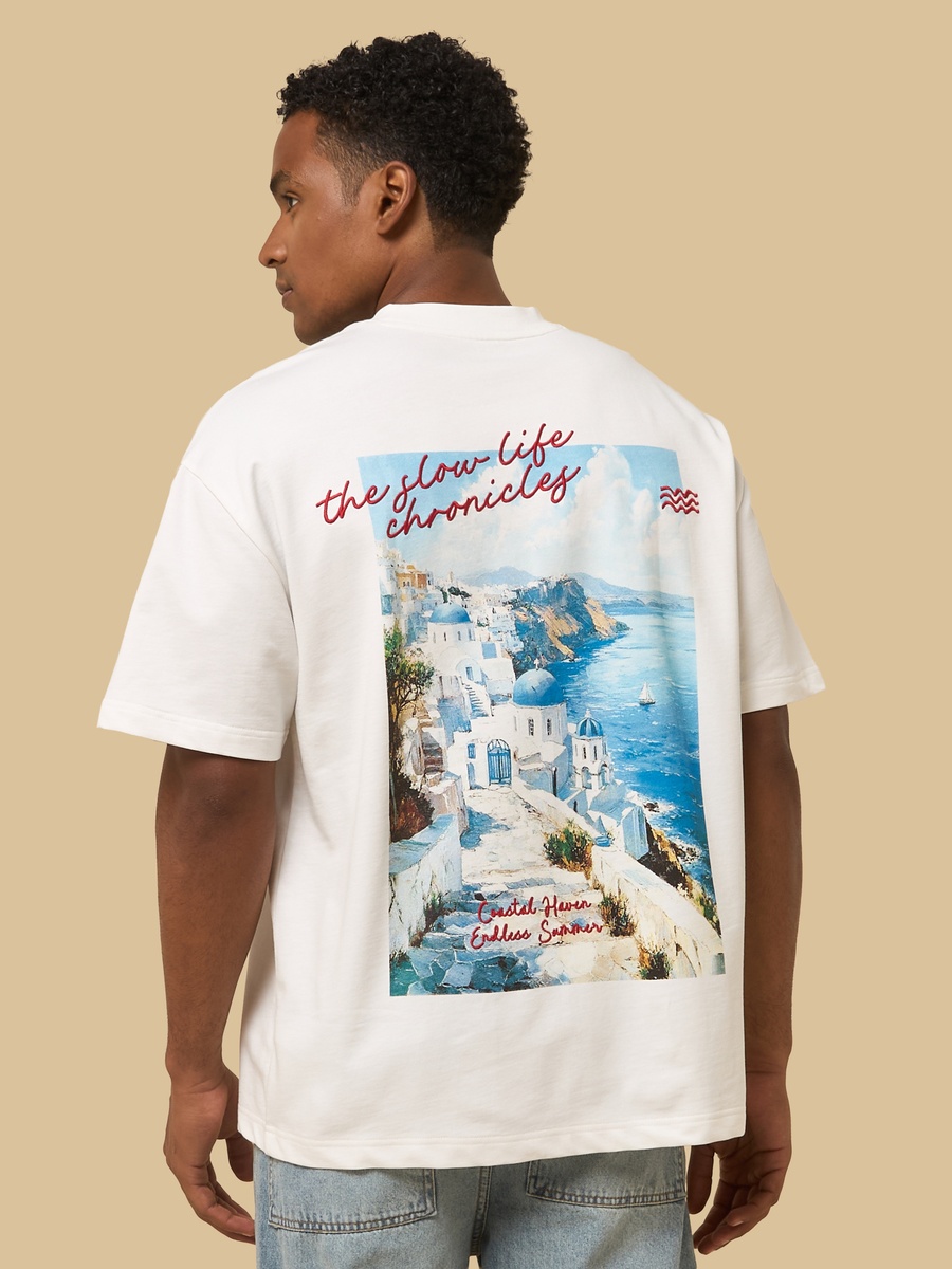 Santorini Print Oversized T-Shirt