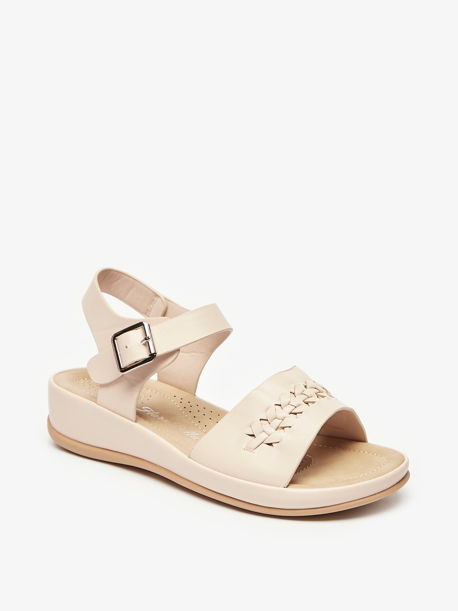Textured Sandals with Buckle Closure