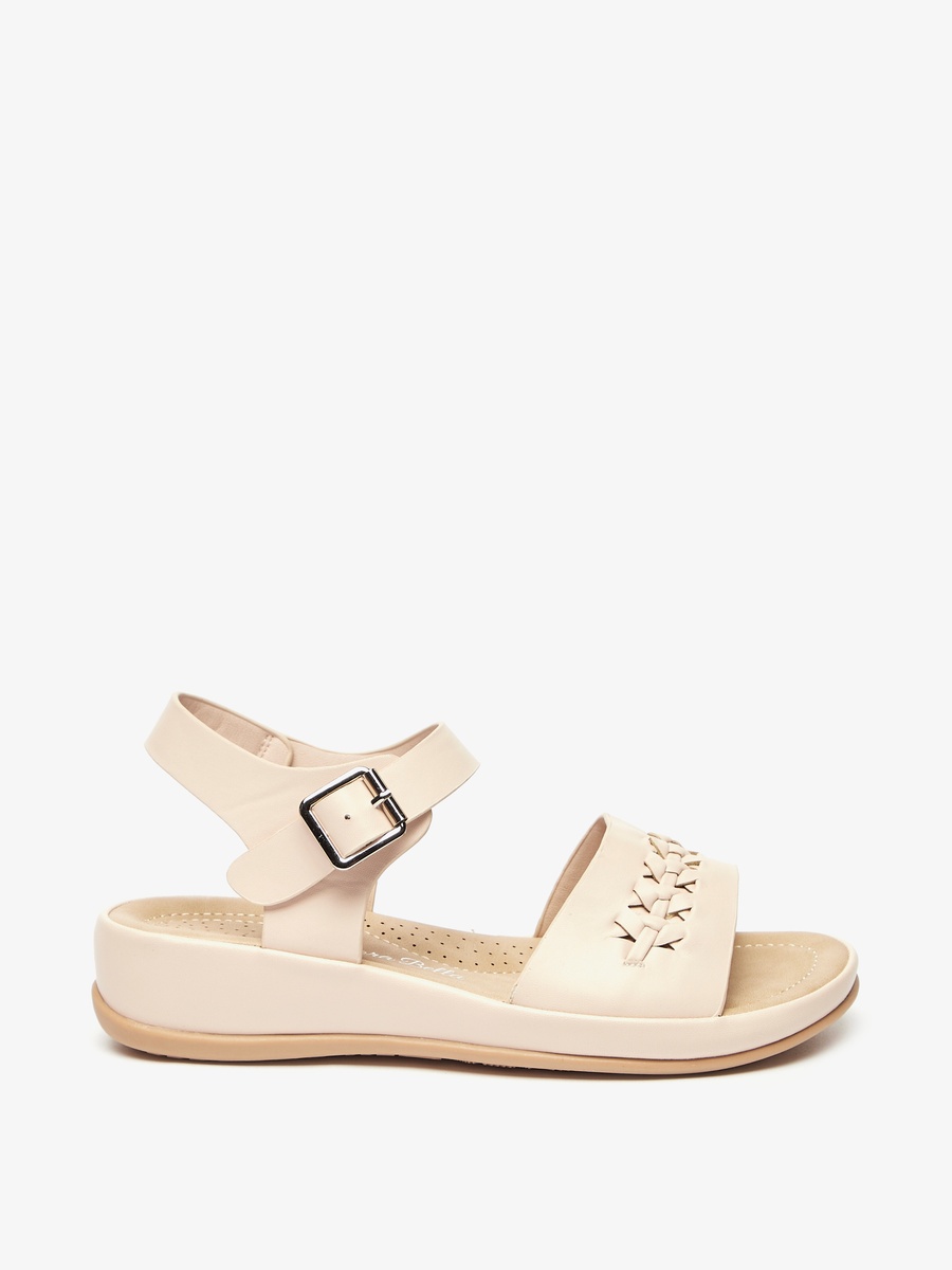 Textured Sandals with Buckle Closure