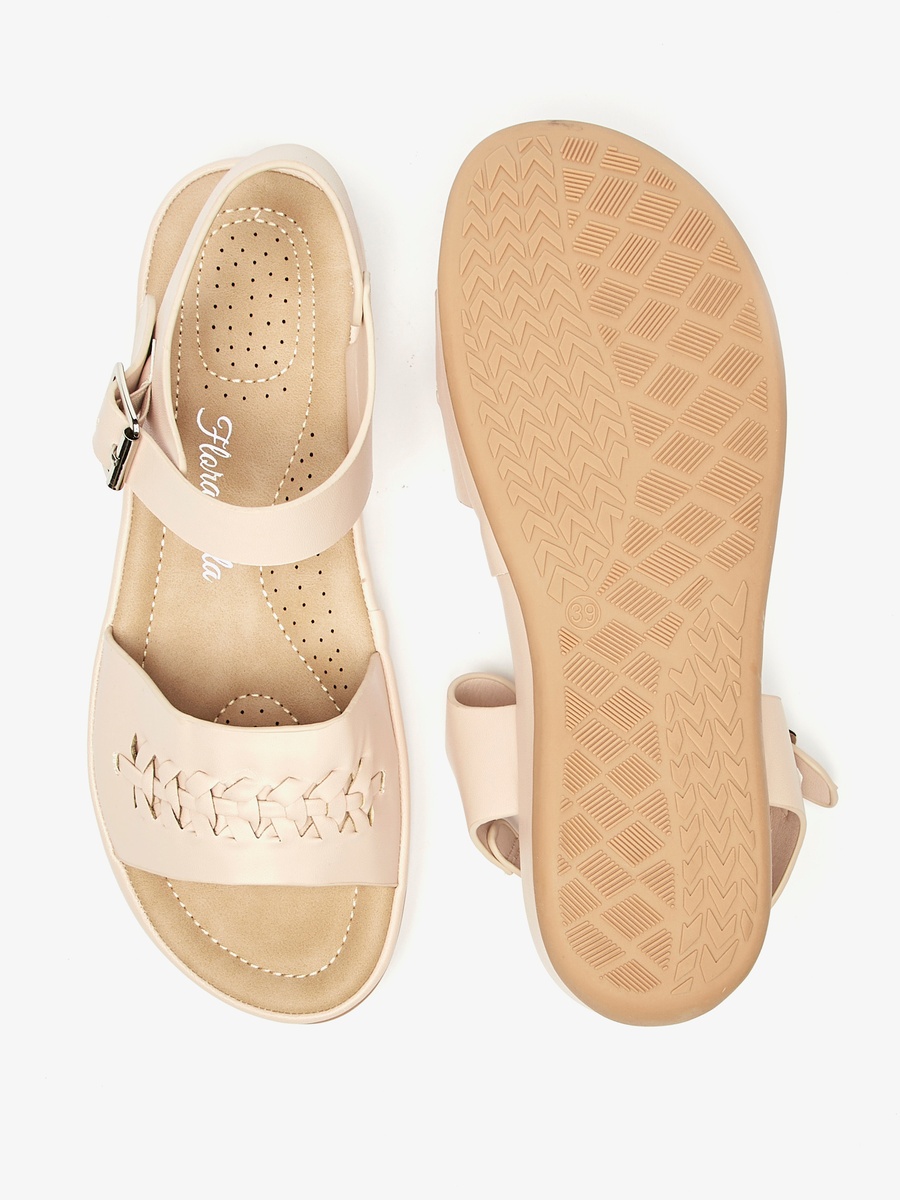 Textured Sandals with Buckle Closure