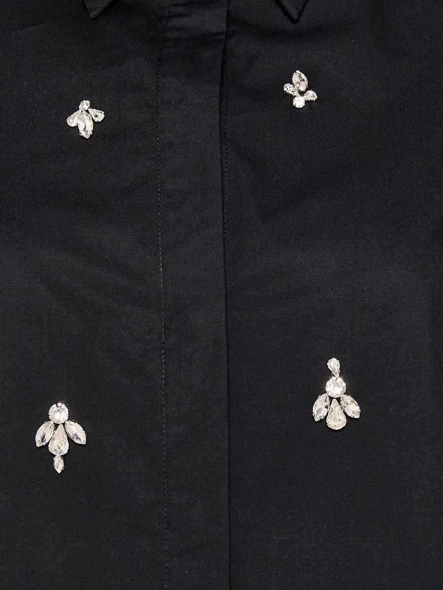 Relaxed Fit Cotton Shirt with Stone Embellishment