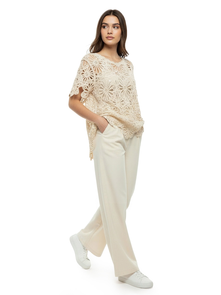 Woven Crochet Top with Sequin Detail