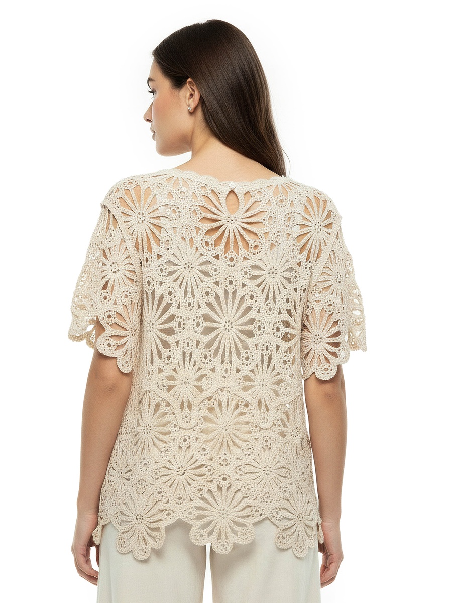 Woven Crochet Top with Sequin Detail