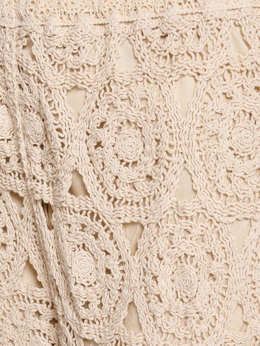 Flare Fit High-Rise Crochet Lace Detail Pants